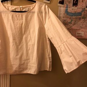 Madewell Pink and White Stripe Bell Sleeve Top